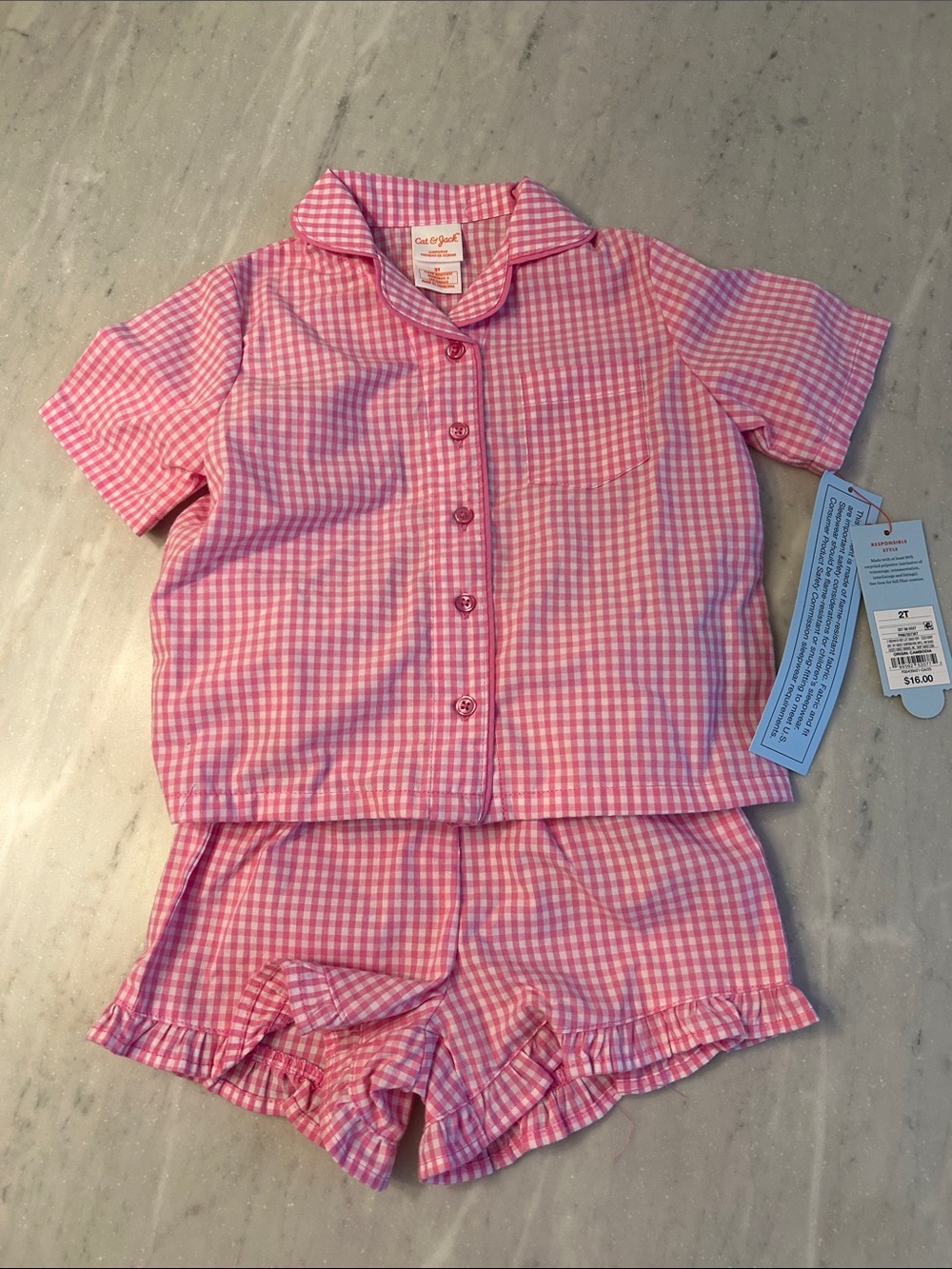 Cat & Jack Pink Gingham Short Pajama Set